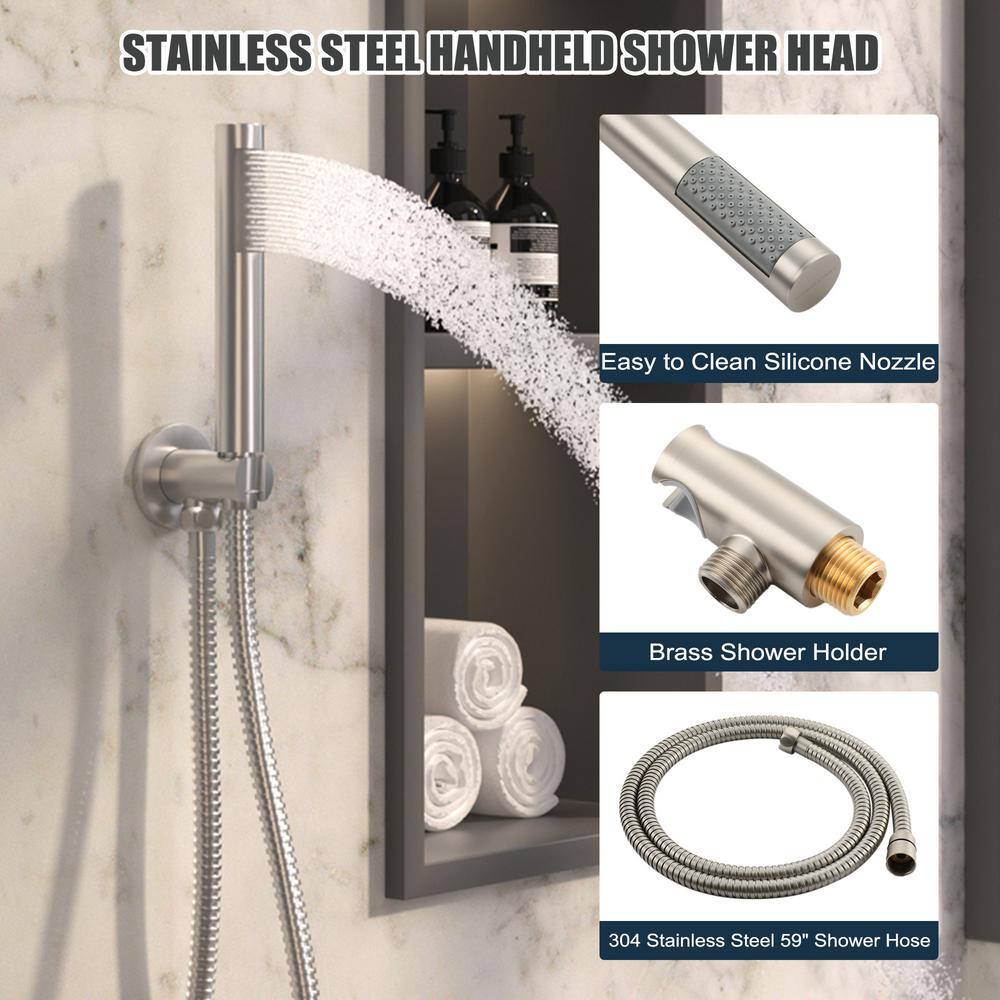Brushed Nickel Dual Function Rain Shower System with Handheld