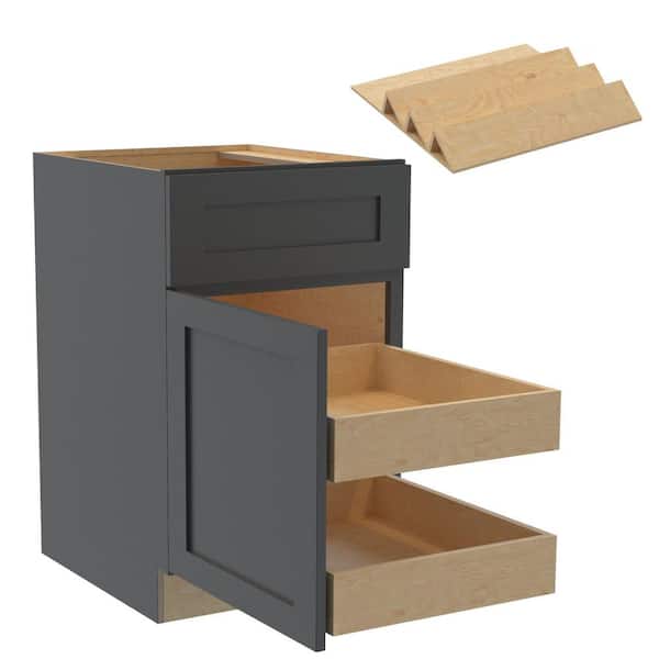 Home Decorators Collection Newport 21 in. W x 24 in. D x 34.5 in. H Assembled Plywood Base Kitchen Cabinet in Deep Onyx with 2ROT Spice Soft Cls LH