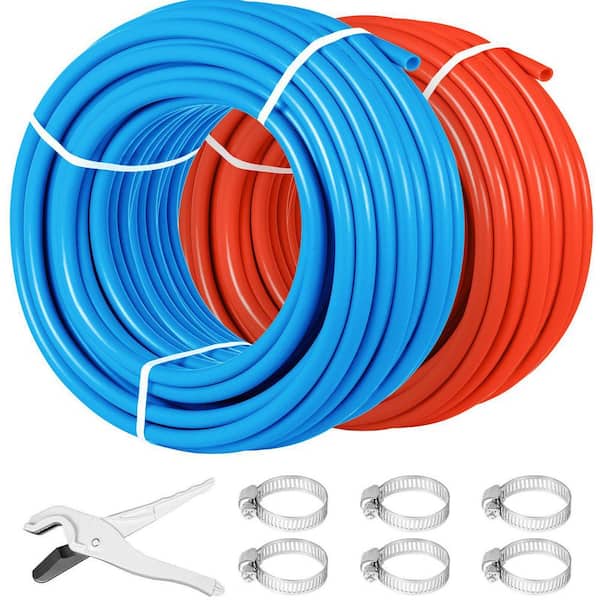 EVOH PEX-B Oxygen Barrier Tubing-2 Rolls 1/2 Inch x 300Ft Red + Blue for Radiant Floor Heating Pipe