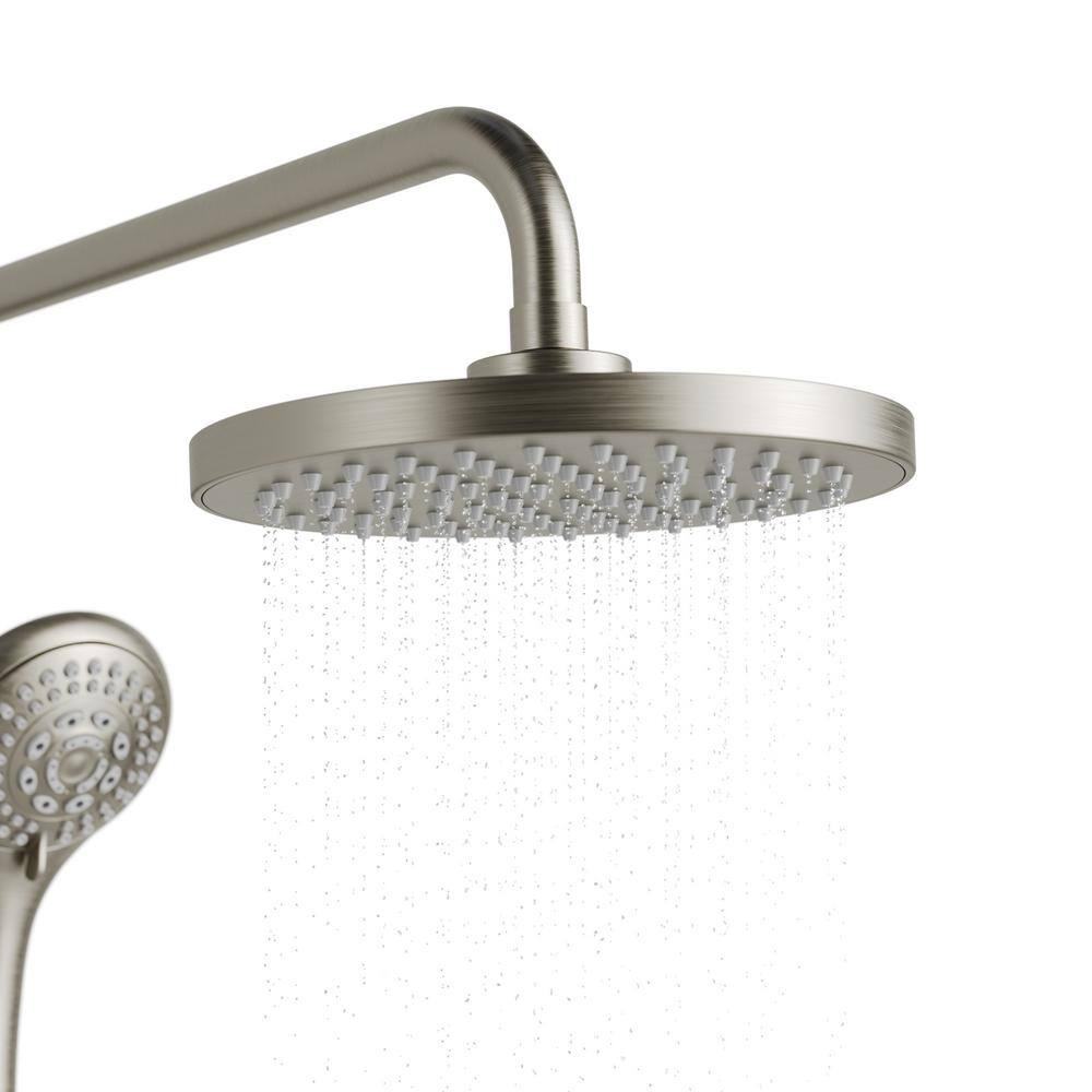 Brushed Nickel Multi-Function Shower System with Adjustable Height