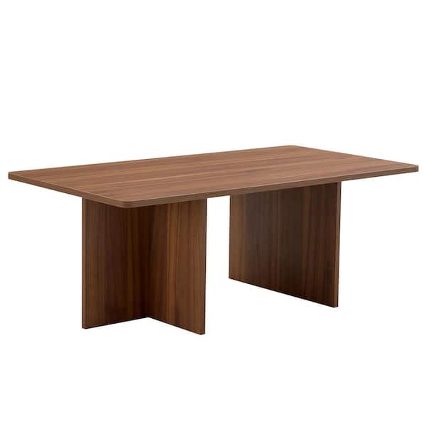 Sudzendf Walnut 44.8 in. Rectangular Wood Coffee Table with MDF Table Top