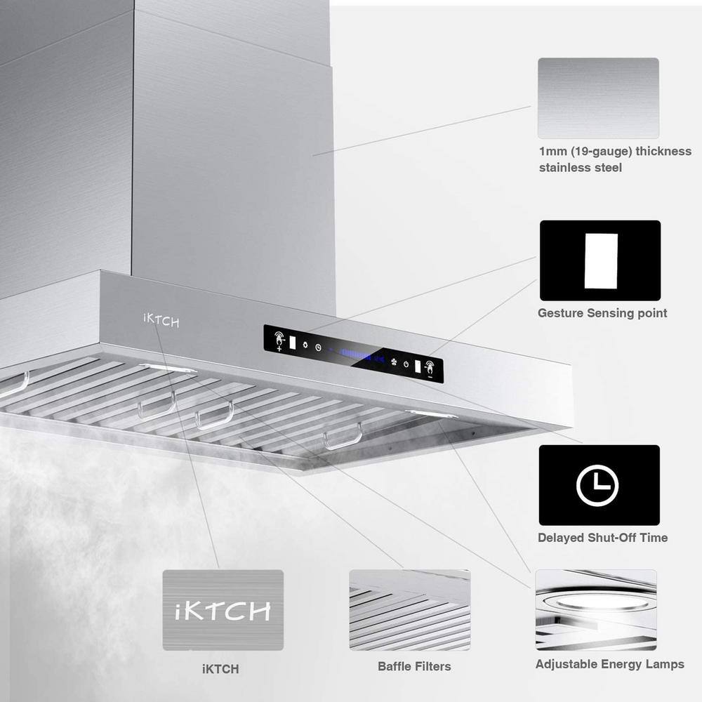 30-Inch Silver Stainless Steel Wall Mounted Range Hood with Charcoal Filter