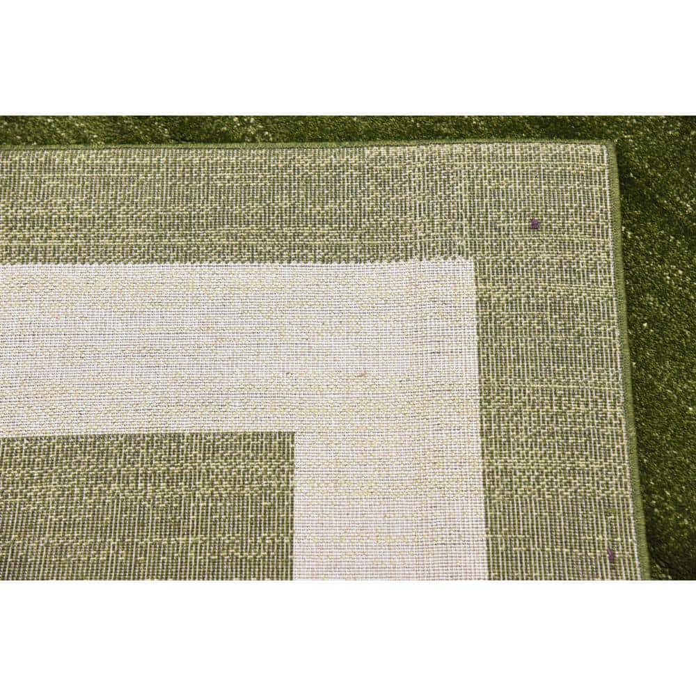 Easy-Care Tufted Green Synthetic 7' x 10' Rectangular Area Rug