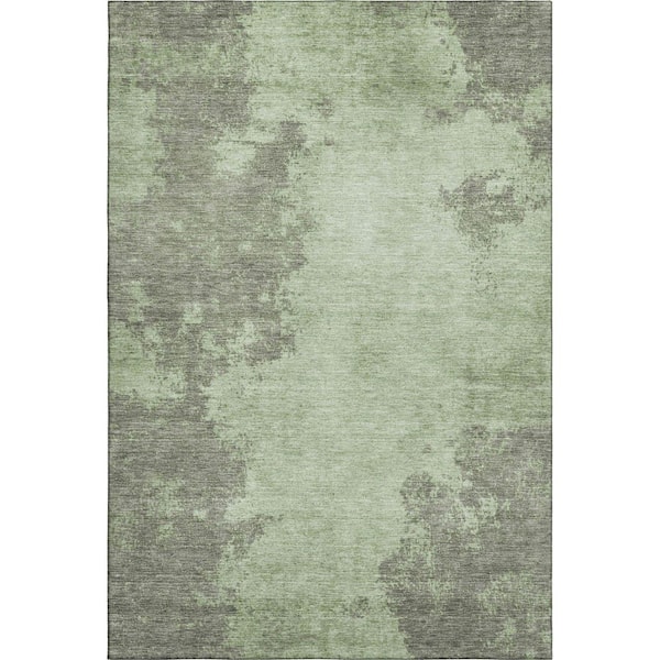 Mayfield Premium Machine Washable Abstract AMF1913 Aloe 10 ft. x 14 ft. Area Rug