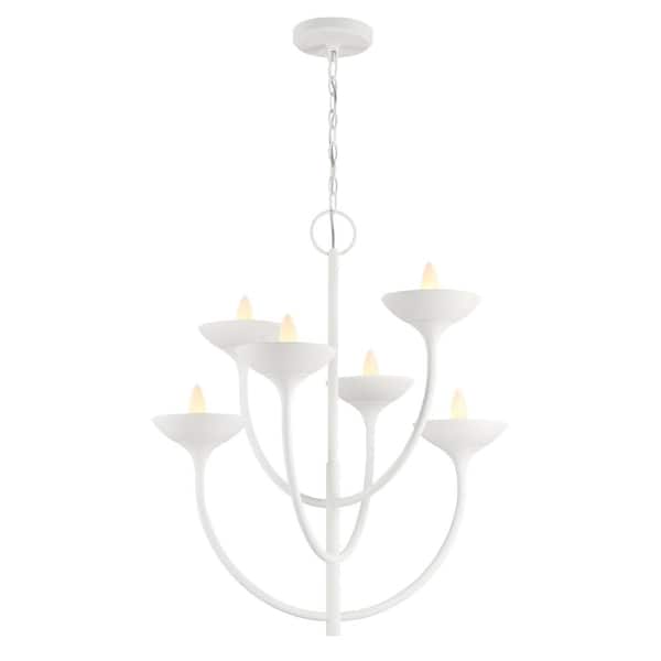 Minka Lavery Ryton 6-Light Plaster White Branch Chandelier for Dining Room with No Bulbs Included