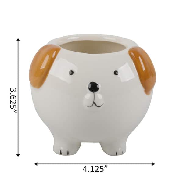 Flora Bunda 4 in. Brown Dog Ceramic Empty Decorative Pot Planter CT518S -  The Home Depot