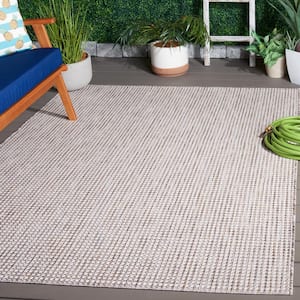 Courtyard Ivory/Gray 4 ft. x 6 ft. Woven Geometric Indoor/Outdoor Area Rug