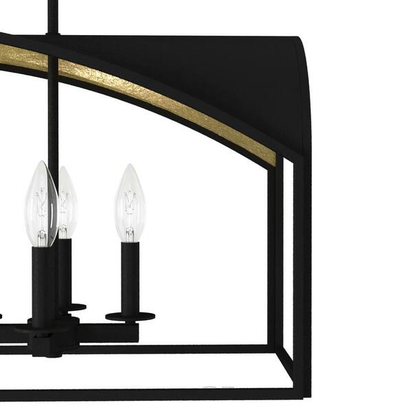 Hunter Dukestown 8-Light Natural Iron Island Chandelier with Gold Leaf Detailing