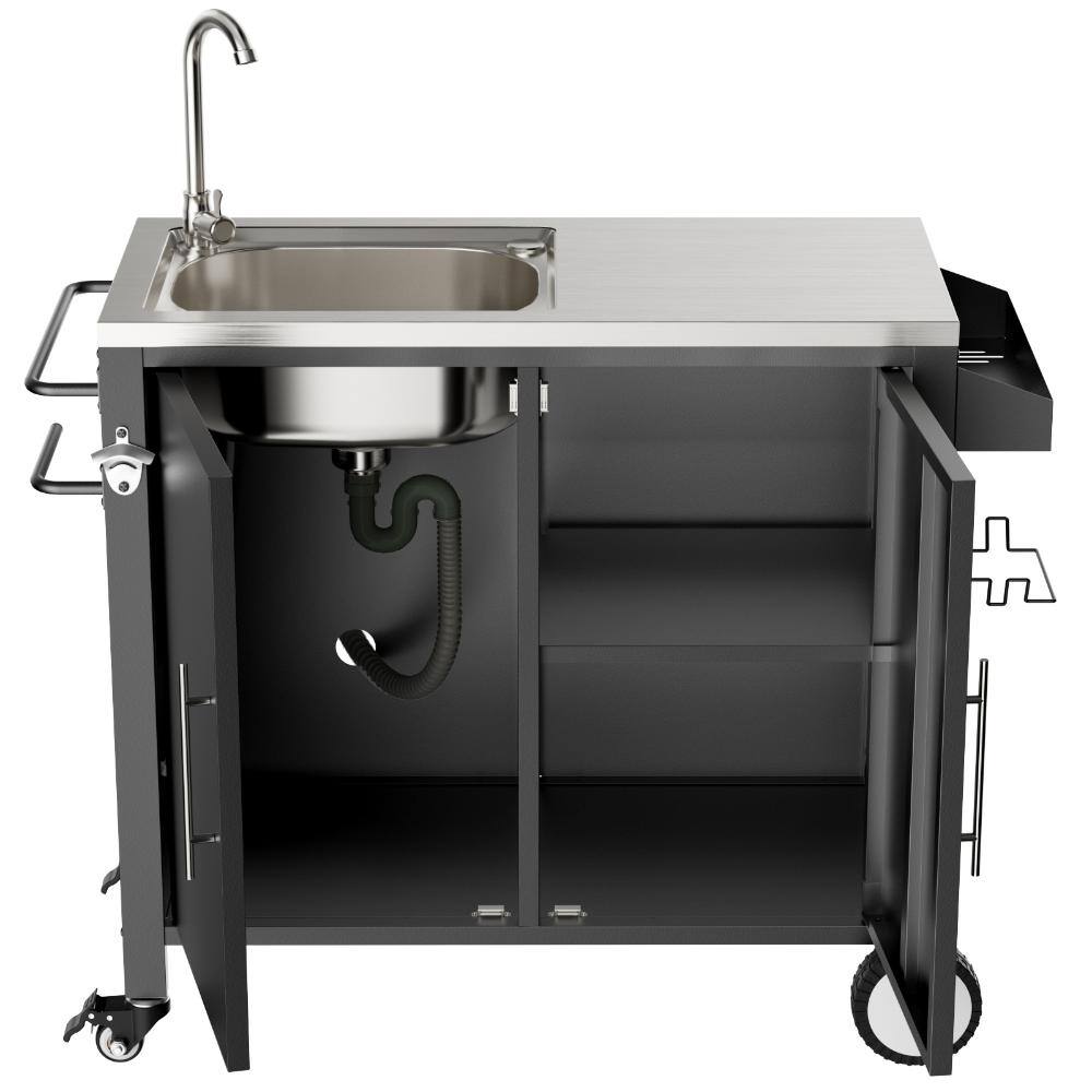 38 in. L x 18 in. W x 35 in. H Outdoor Grill Cart with 304 Stainless Steel Sink and Cabinet price history on PriceWatchPro