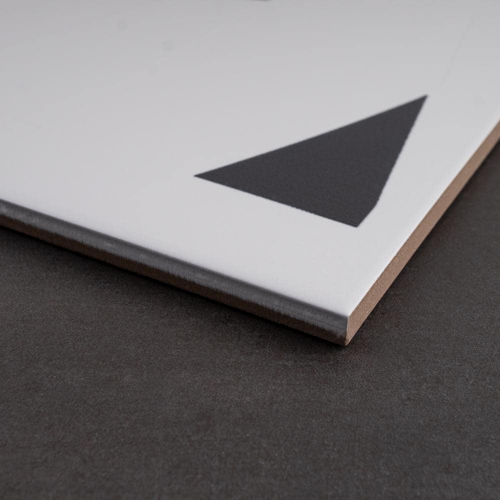 Kenzo 8" x 8" Black and White Porcelain Tile