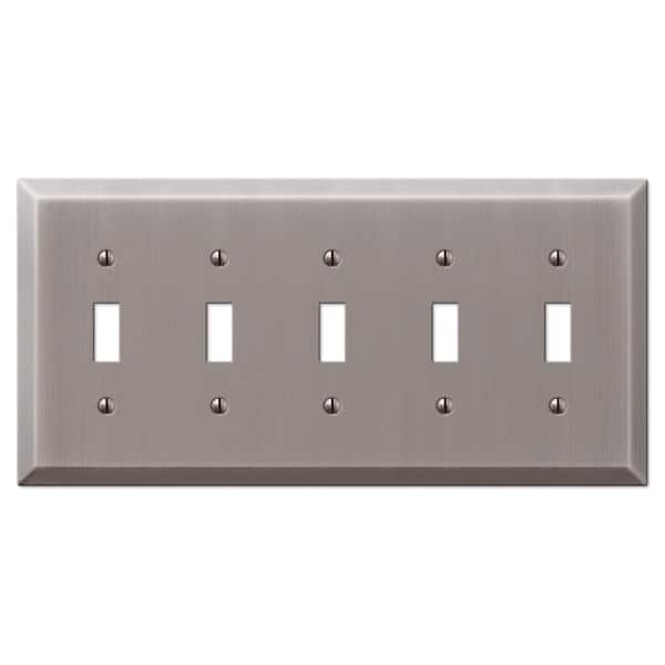 AMERELLE Metallic 5 Gang Toggle Steel Wall Plate - Antique Nickel
