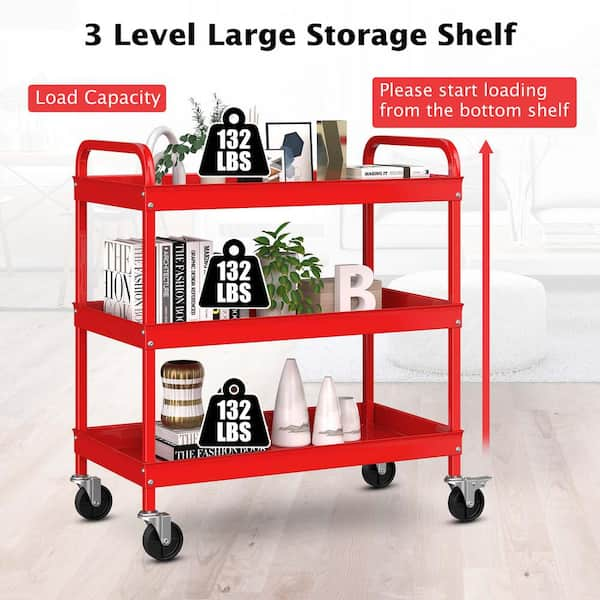 Service Utility Cart Heavy Duty Tool Storage Shop Garage Wheel Rolling 500  Pound