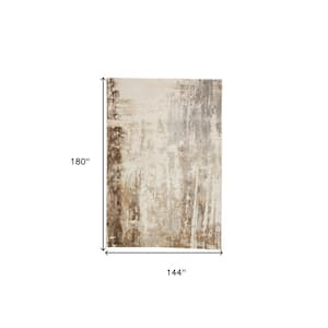 12 x 15 Tan and Ivory Abstract Area Rug