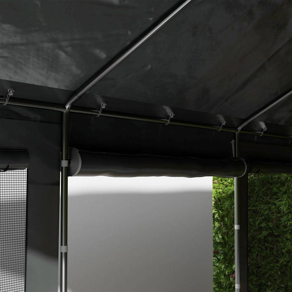 10' x 20' Gray Metal Portable Carport with Windows
