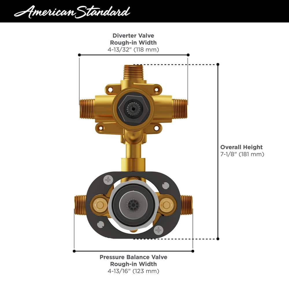 Flash Brass 3-Way Integrated Shower Diverter Valve
