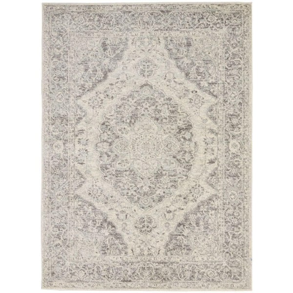Tranquil Ivory/Grey 4 ft. x 6 ft. Persian Vintage Area Rug