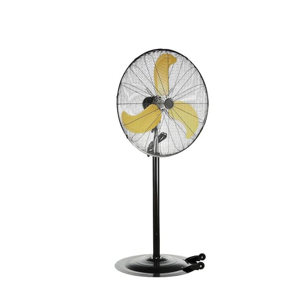 30 in. Black Heavy Duty High Velocity Pedestal Oscillating Fan with Powerful 1/3 HP Motor, Adjustable Height/Tilt