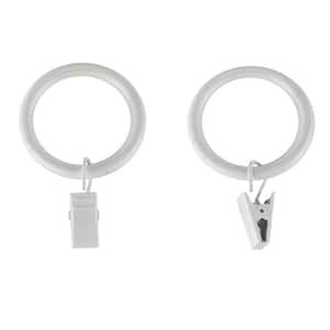 White Steel Curtain Rings with Clips (Set of 10)