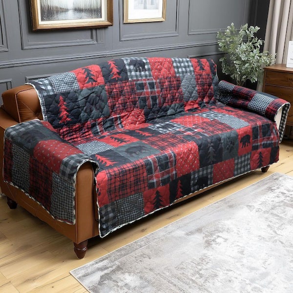 DONNA SHARP Red Forest Gray Polyester 1-Piece Sofa Furniture