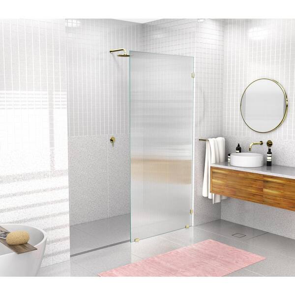 Polished Brass Frameless Shower Door Fixed Panel Wall-to-Glass Support Bar for 