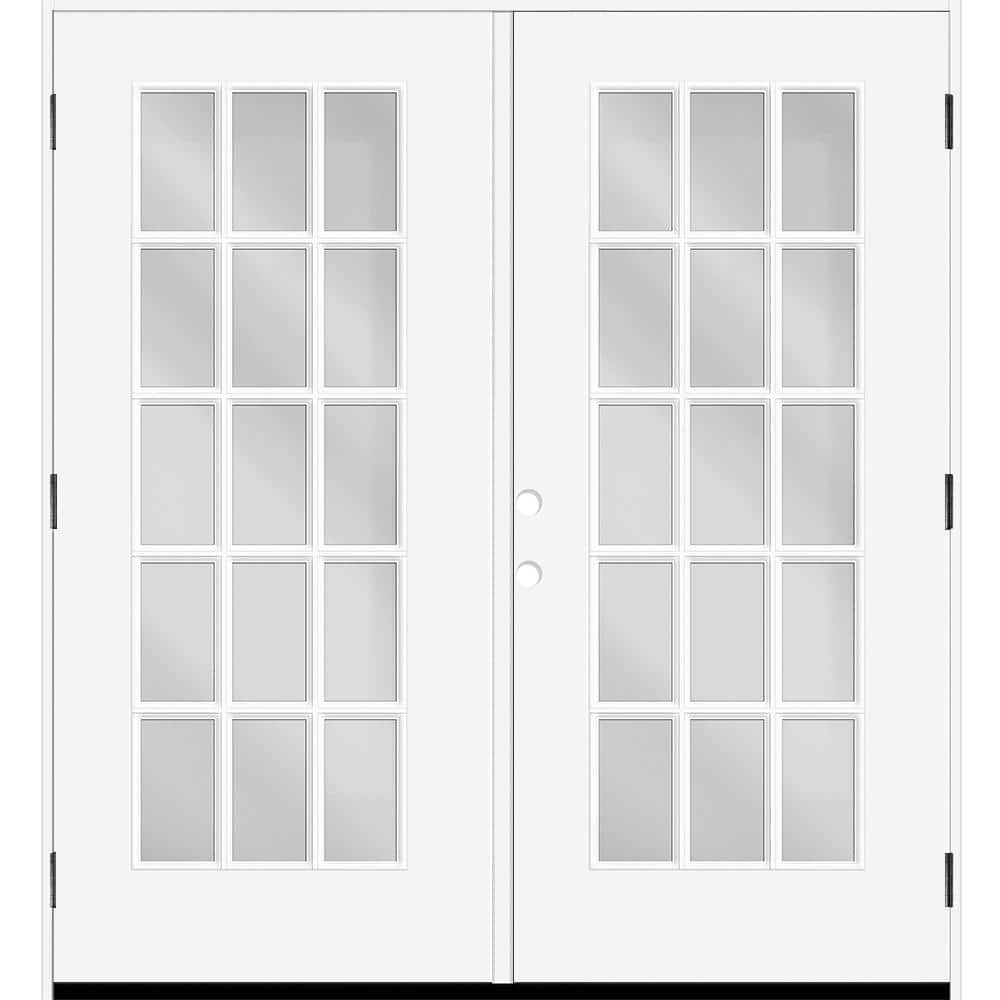 "Reliant 64 in. x 80 in. FullLite 15L-SDL ClearGlass LHOS Unfinished White Fiberglass Double Prehung Front Door w/4"" Jamb" price history on PriceWatchPro