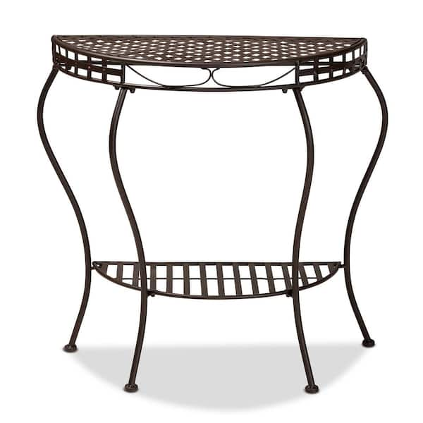 Baxton Studio Laraine Brown Metal Outdoor Side Table