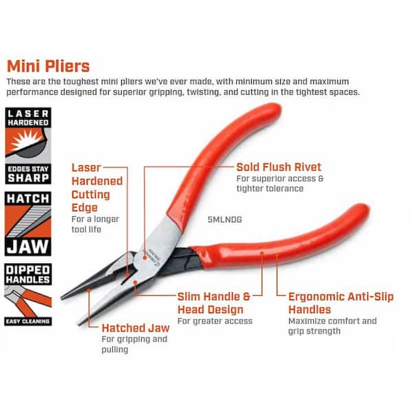 EUROnomic 2K Pliers, Chain Nose, 4-3/4 Inches