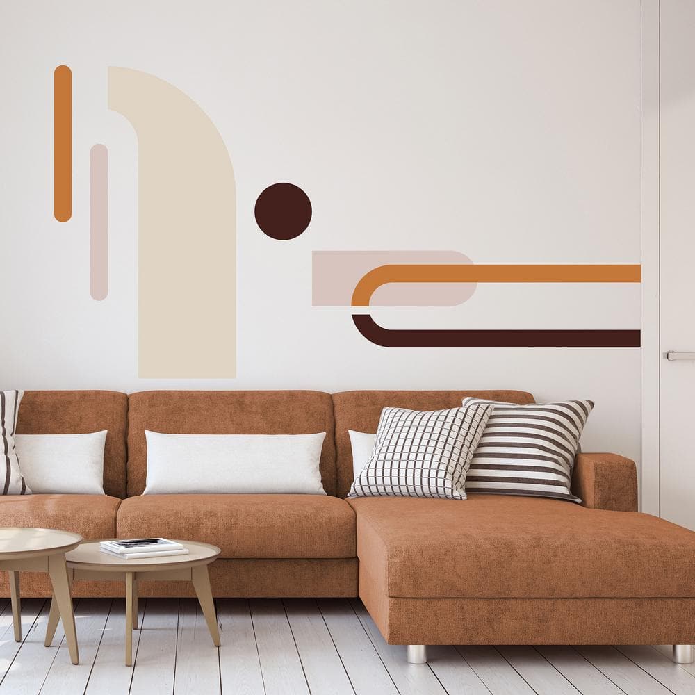 Neutral and Orange Arch Geometric Peel and Stick Wall Decals