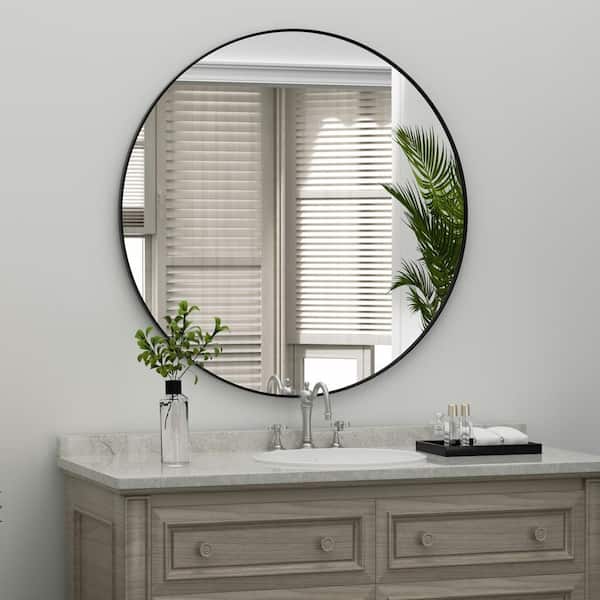 Round Bronze Mirror for Wall, 24 Inch Round Mirror Bronze Bathroom