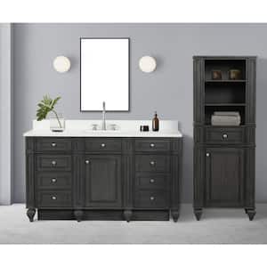Winston 60 in. W x 22 in. D Bath Vanity in Antique Gray with Quartz Vanity Top in White with White Basin
