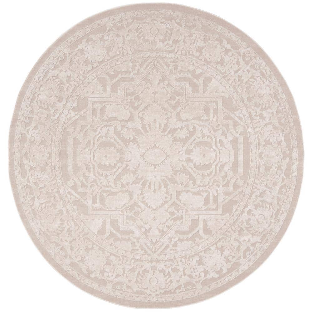 Reflection Cream/Ivory 7 ft. x 7 ft. Border Floral Round Area Rug price history on PriceWatchPro