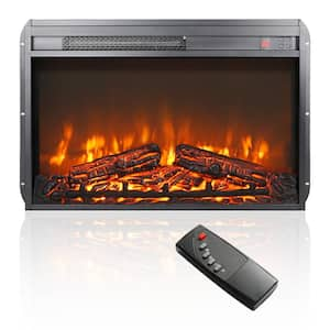 26 in. Electric Fireplace Insert, Ultra Thin Heater with Log Set, Remote Control with Timer, Overheating Protection