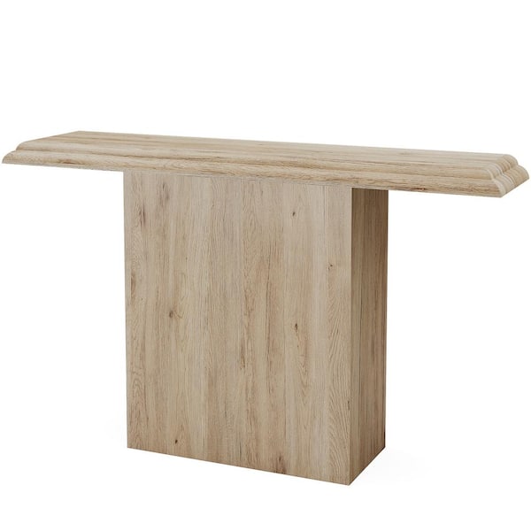 BYBLIGHT Turrella 41 in. Oak Console Tables, Rectangle Wooden Console Table with Wood Pedestal for Living Room