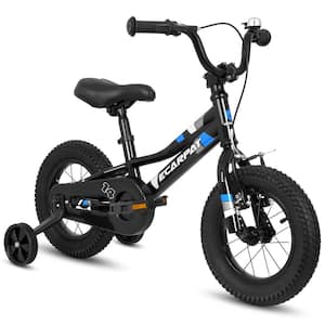 Black Kids' Bike 14 in. Wheels 1-Speed Boys Girls Child Bicycles for 3-5-Years W/Removable Training Wheels Baby Toys