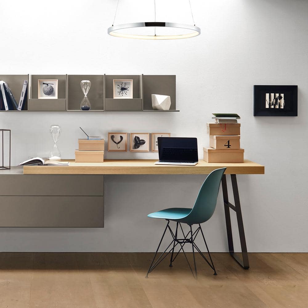 Bradley 15.75" Chrome Modern LED Round Pendant Light