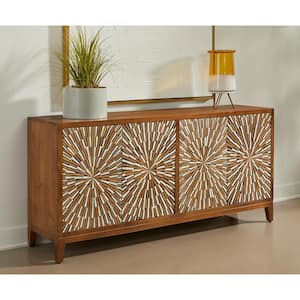 Artesia Multicolor Wood Top 72 in. Credenza with 4-Doors Fits TV's up to 65 in.