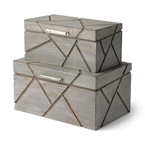 Niobe Gray Wooden Nesting Boxes (Set of 2)