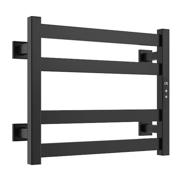4-Bar Wall-Mounted Electric Towel Warmer, Hardwired or Plug-In AY1001-1-BK