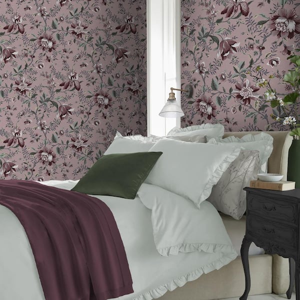Laura Ashley Edita's Garden Pale Blackberry Wallpaper