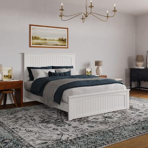 Z-joyee Wood White Queen Size Canopy Platform Bed with