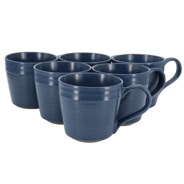 BEE & WILLOW Milbrook 6-Piece 15 oz. Stoneware Mug Set in Speckled Blue