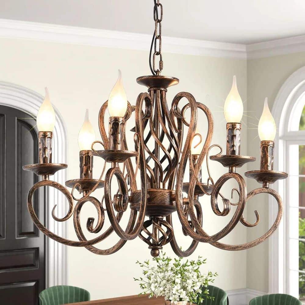 6-Light Bronze Dimmable Classic Traditional Chandelier for Kitchen Island Living Room Bedroom with No Bulbs Included price history on PriceWatchPro