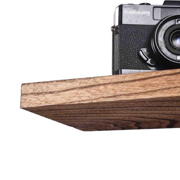 17 in. W x 6 in. D Light Walnut Wood Decorative Wall Shelf - Set