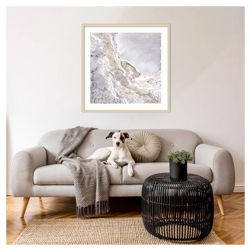 Beige and Gray Mineral Abstract Framed Wall Art Print