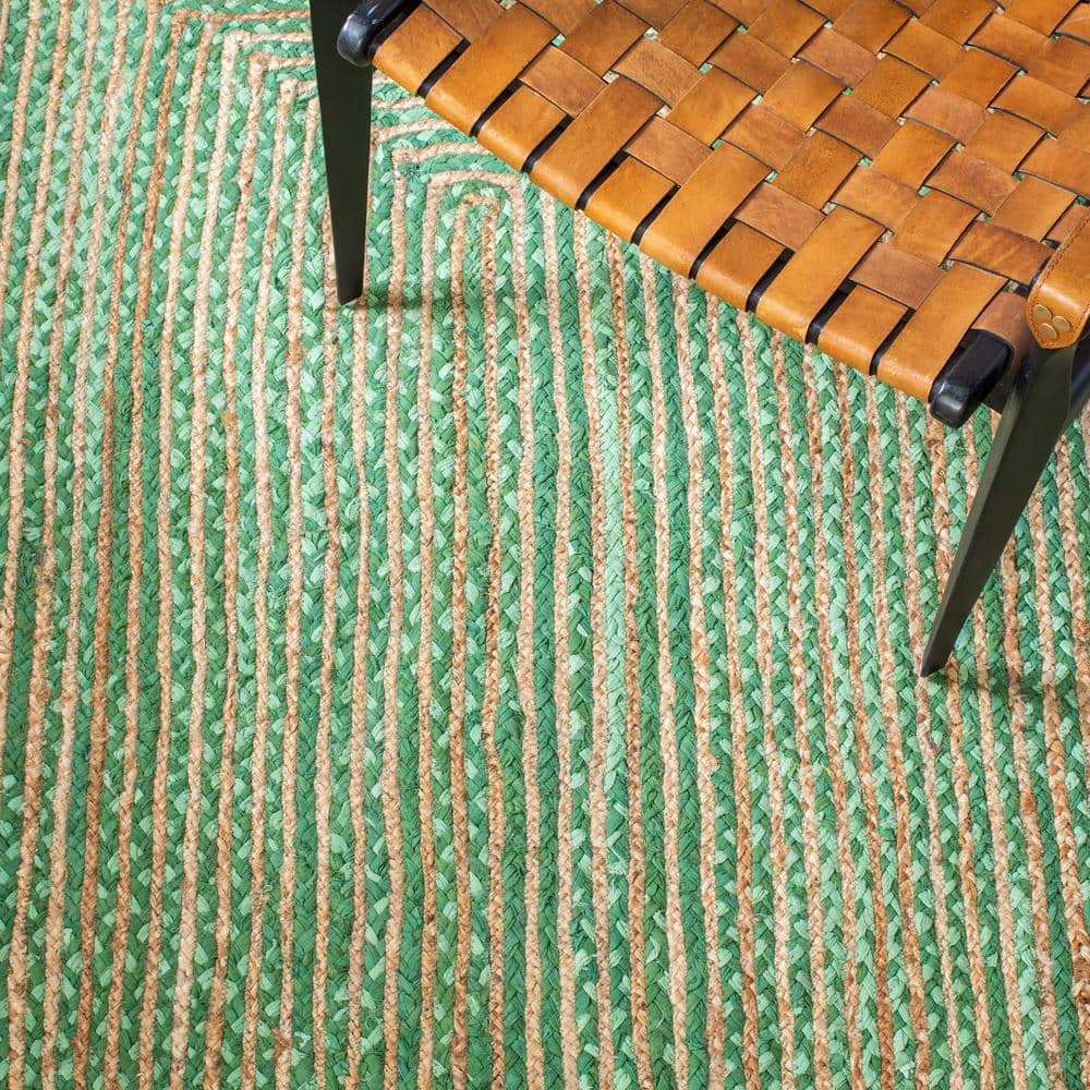 Handmade Green Cotton 6' x 9' Rectangular Area Rug