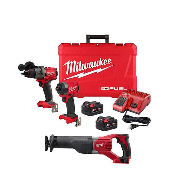 Milwaukee M18 FUEL 18-V Lithium-Ion Brushless Cordless Hammer Drill and Impact Driver Combo Kit (2-Tool) with Reciprocating Saw