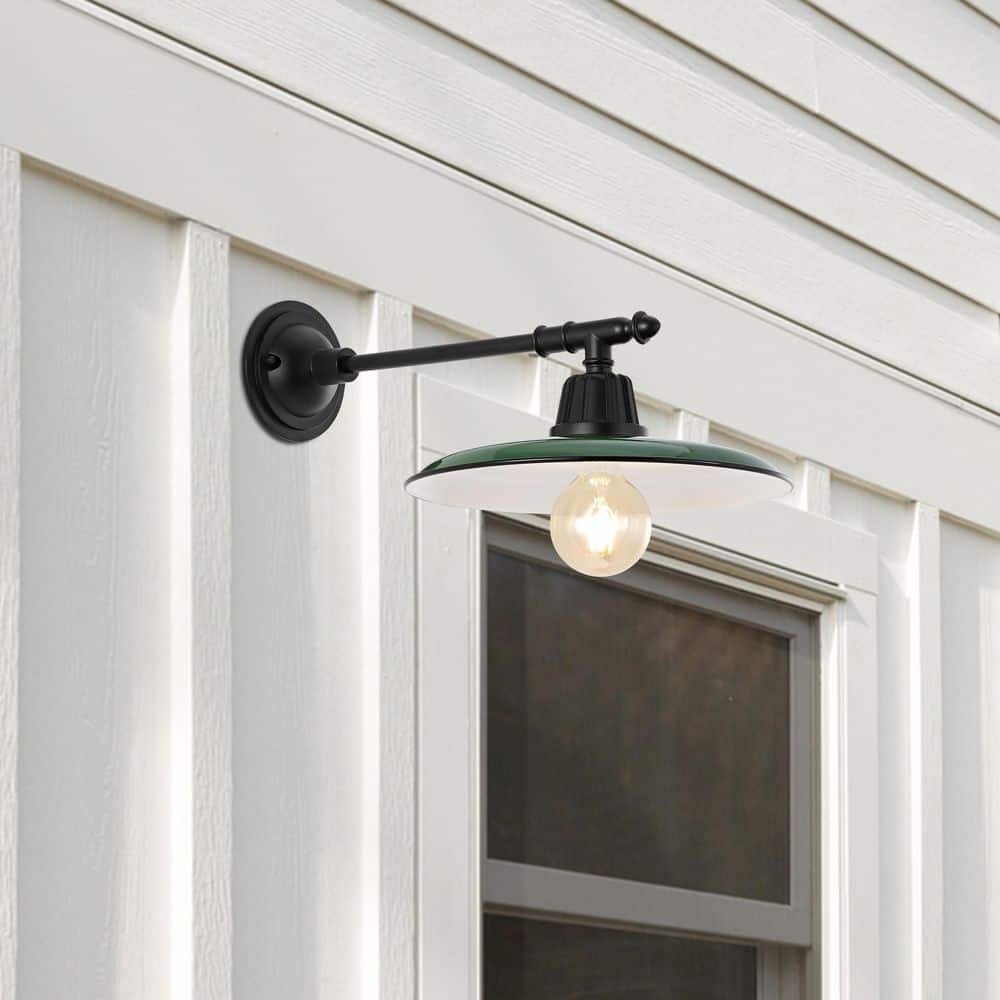 Bonner Farmhouse 12" Green Iron LED Victorian Lantern Sconce