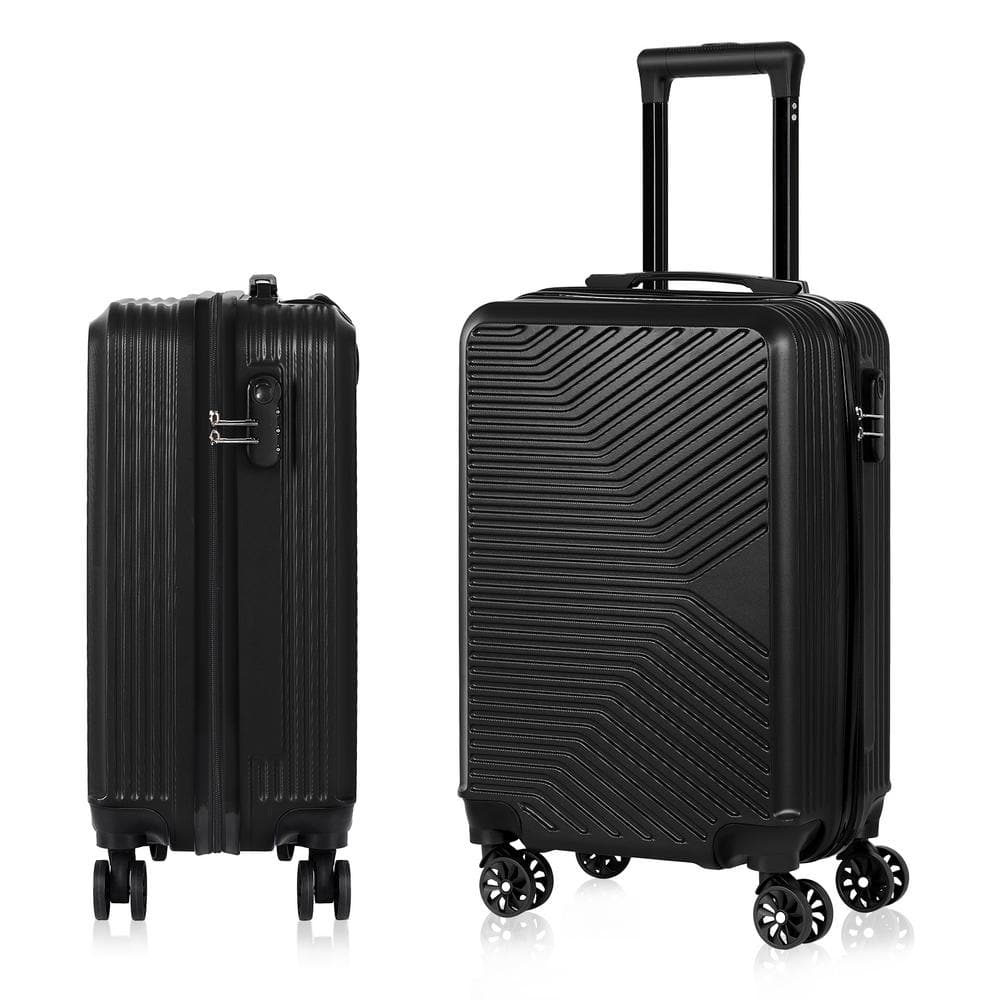 HIKOLAYAE Carry On Luggage 20 Hardside Suitcase ABS Spinner Luggage with Lock Crossroad in Black H01 BLACK 20 The Home Depot