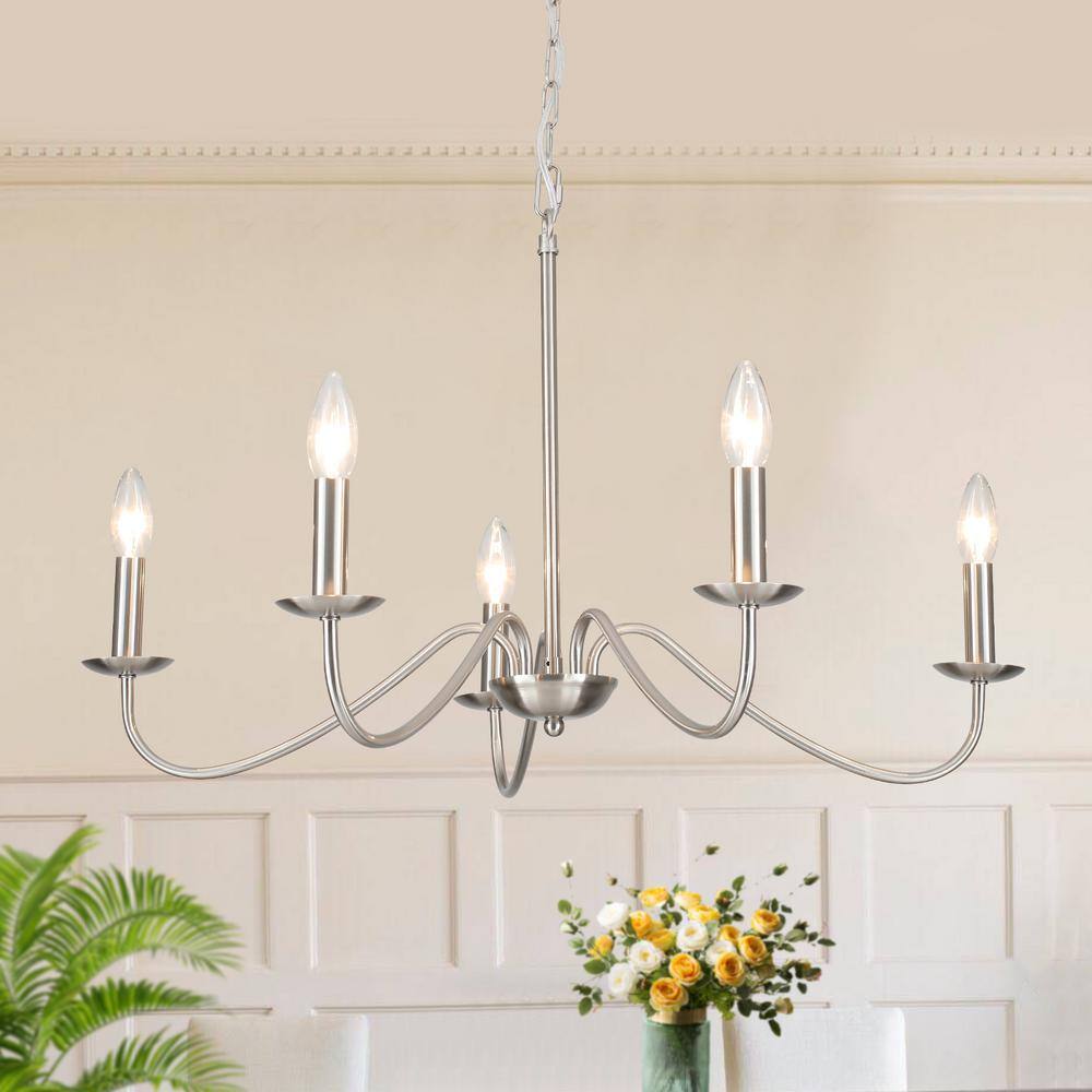 5-Light Nickel Farmhouse Chandeliers for Living Room Foyer Hallway Dining Room price history on PriceWatchPro