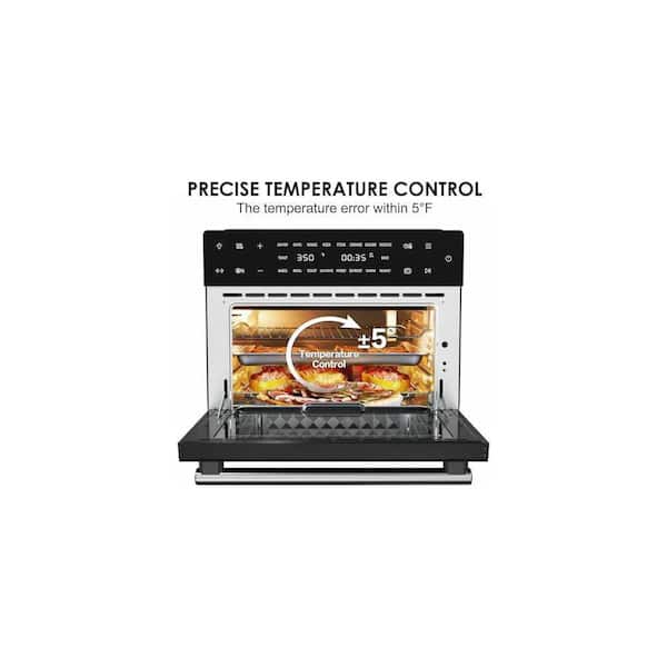 Lynzavix 32 Qt. Black Air Fryer Toaster Oven Combo with 18-in-1